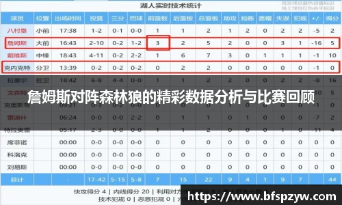 詹姆斯对阵森林狼的精彩数据分析与比赛回顾